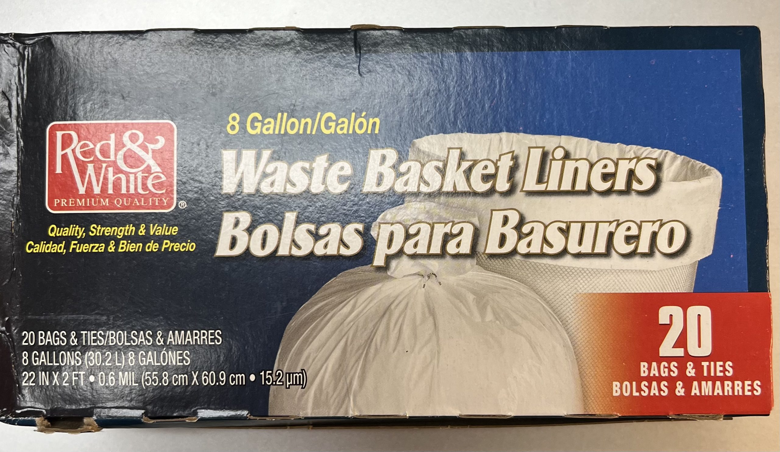 Red&White 8g Waste Basket Liners 20pc/12pk, NIE Wholesale